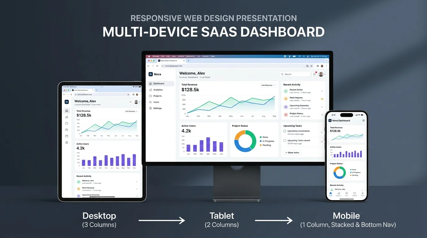 Next.js Responsive Web Design Adaptation Across Desktop, Tablet, and Mobile